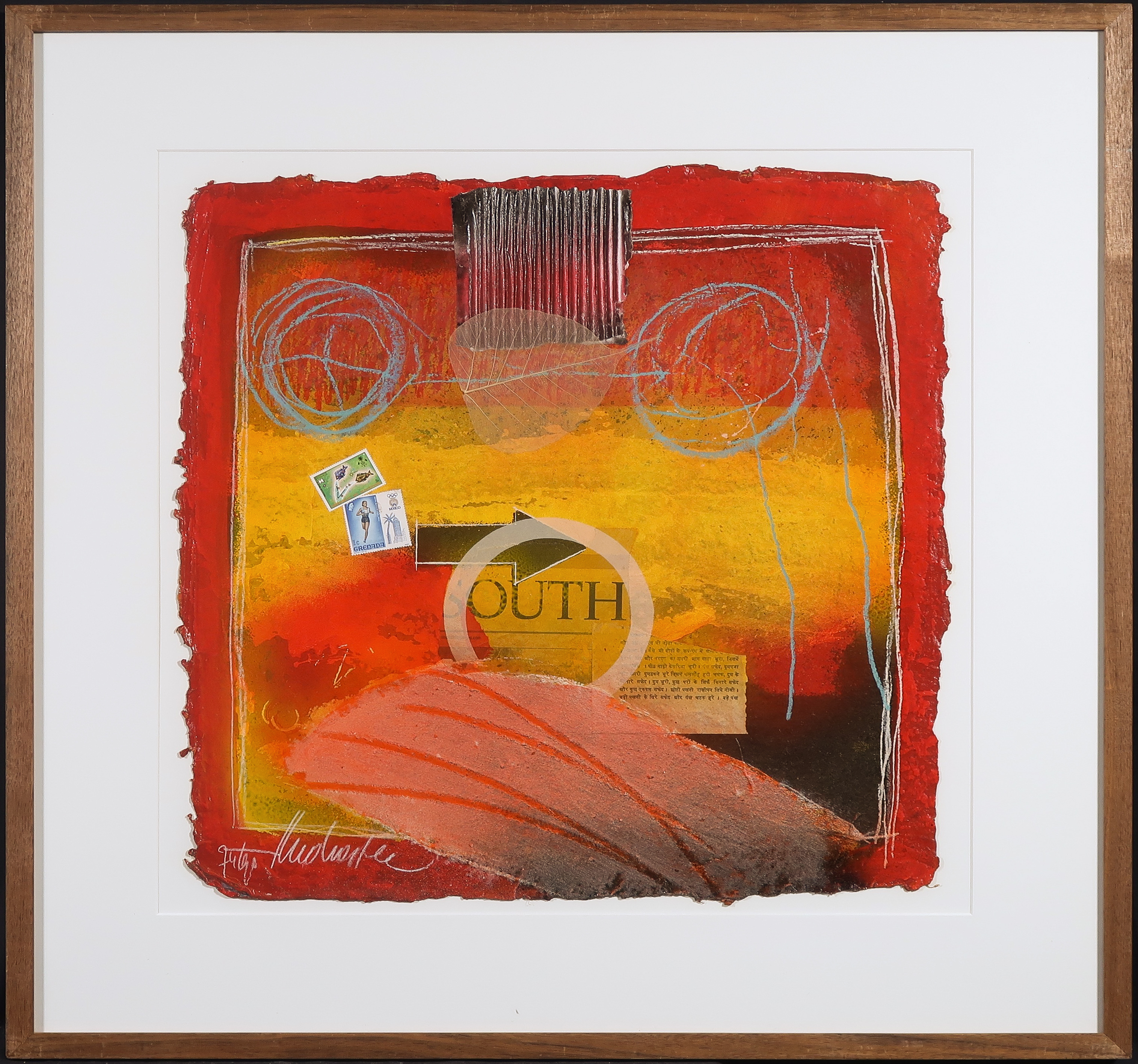 Theo Koster - Zeefdruk en collage, Z.T. 9 - Ingelijst verkocht voor € 40!