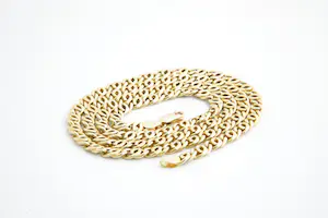 108- Lang (60+cm) geel gouden 18 karaats fantasie schakel ketting collier kopen? Bied vanaf 720!