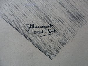 Jan pannekeet - Tekening van een weg met bomen en een woning. kopen? Bied vanaf 10!