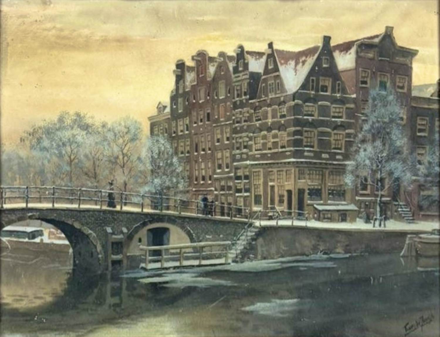 Tinus de Jongh - Stadsgezicht van Amsterdam verkocht voor € 350!