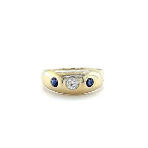 Zeitloser Vintagering in 14 Karat (585) mit Saphiren und Brillant kopen? Bied vanaf 390!