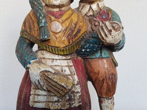 Niet of onleesbaar gesigneerd - Gekleurd houten beeld - Volkskunst kopen? Bied vanaf 1!