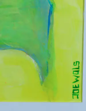 Joe Wols - Olieverf op papier, Figuren en vogel in geel - Ingelijst kopen? Bied vanaf 1!