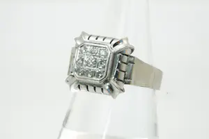 63 - Exclusieve 18Kt goud & diamanten ring - brilliant en achtkant - 0.30ct kopen? Bied vanaf 480!