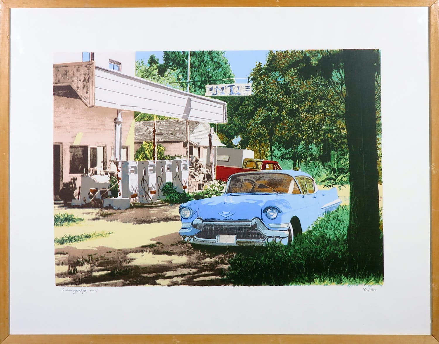 Araun Gordijn - Zeefdruk, Oklahoma Caddilac - Ingelijst verkocht voor € 50!