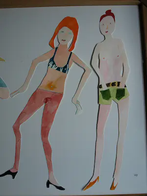 Vanessa Beecroft - Collage en acrylverf , Jonge vrouwen 2 – ingelijst, 94 x 134 cm - 1993 kopen? Bied vanaf 750!