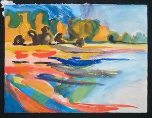 Frank Dekkers - Aquarel, Rivierlandschap kopen? Bied vanaf 100!