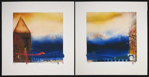 Theo Koster - Pigmentdruk en collage en verf, Seascape (Tweeluik) kopen? Bied vanaf 1!