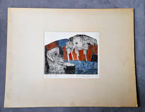Hannes Postma - polychrome reliëf ets + aquatint - 1962 - offerdier - unica exemplaar! - gesign. kopen? Bied vanaf 32!
