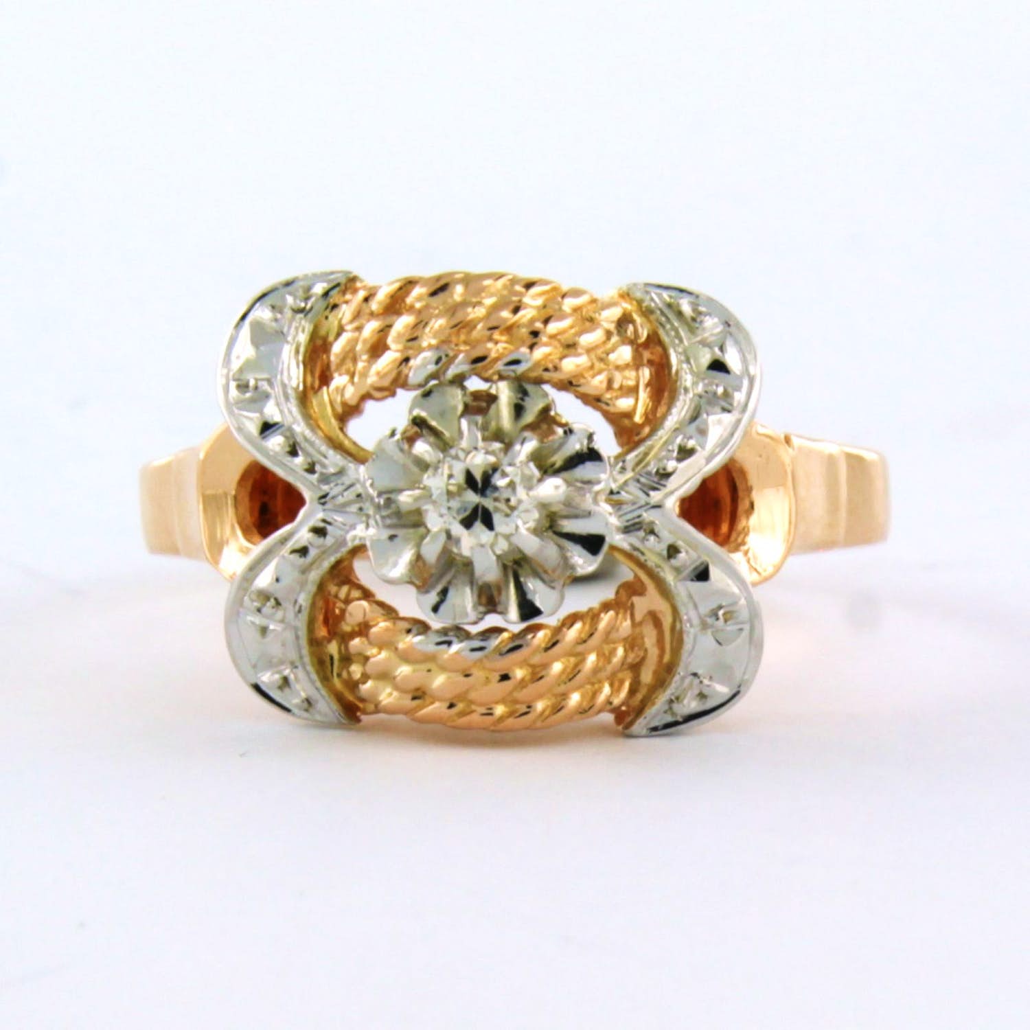 18k gouden ring met oud Amsterdams slijpvorm geslepen diamant 0.10ct kopen? Bied vanaf 235!