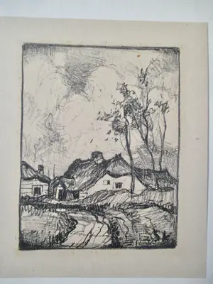 Niet of onleesbaar gesigneerd - 10 diverse etsen Landschap oa Matthes v.Leusden Vrolijk Heyning kopen? Bied vanaf 1!