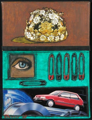 Eleanor Ayiter - Gemengde techniek (o.a. collage) op doek, Zonder titel kopen? Bied vanaf 1!