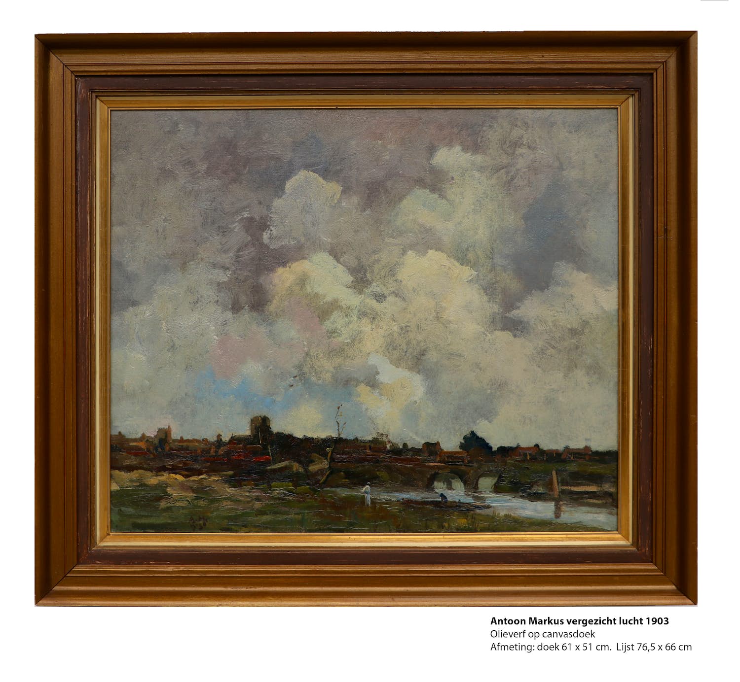 Antoon Markus - Vergezicht met wolkenlucht 1903 verkocht voor € 275!