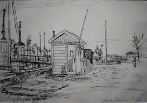 Charles J. Kemper - Historisch Rotterdams stadsgezicht van de oude haven 1941 verkocht voor € 110!