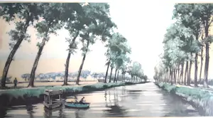 Roger Hebbelinck - 3 etsen : schaapsherder; landelijk tafereel; boten in haven kopen? Bied vanaf 145!