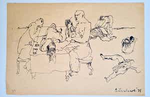 Lucebert - Vroege handgesigneerde tekening 1948 verkocht voor € 195!