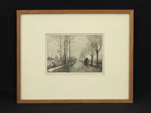 Wim van der Meij - Fietser op verlaten pad met bomenrij kopen? Bied vanaf 20!