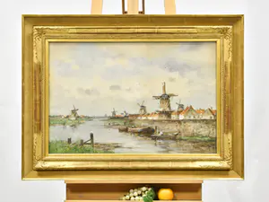 Willem Rip - Molens aan de oude Maas - Ingelijst kopen? Bied vanaf 1600!