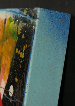 Theo Koster - Handbewerkte zeefdruk en collage op hout, 3 kopen? Bied vanaf 10!