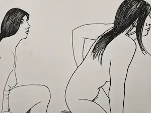 Leo Braat - In 1969 gemaakte zwartestift tekening "zittend vrouwelijk naakt" gesigneerd kopen? Bied vanaf 1!