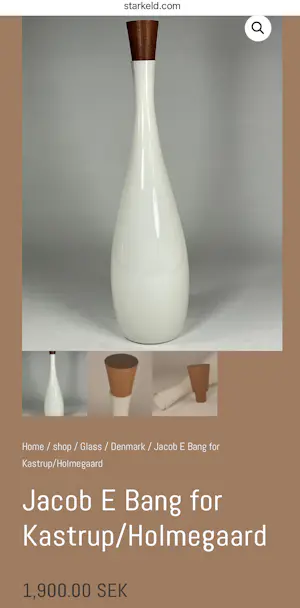 Jacob Eiler Bang - Opaline Fles met teak dop - voor Kastrup kopen? Bied vanaf 85!