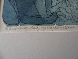 Ank Spronk - Kleurets / Preegdruk. Titel, "Een zonnige dag op het platteland ". kopen? Bied vanaf 35!