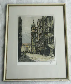 Buy Hans Figura - Ingelijste ets op zijde , Stadsgezicht? Bid from 50!