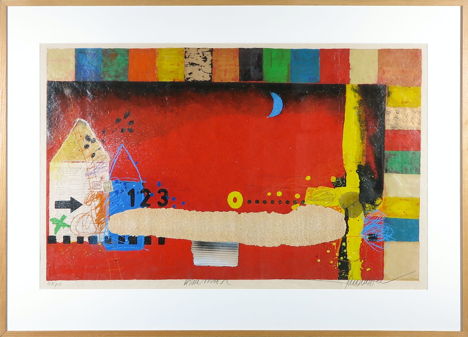 Theo Koster - Zeefdruk, Blue Moon - Ingelijst (Groot formaat!) verkocht voor € 1!