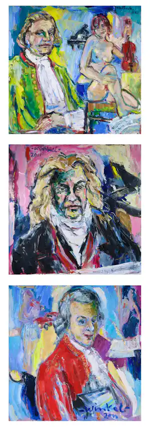 Arien Winkel - Olieverf op doek - Serie van 3 componisten: Beethoven, Mozart en Joseph Haydn kopen? Bied vanaf 250!