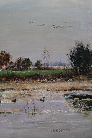 Jan Herman Coster - olieverf op doek - boerderij aan het water kopen? Bied vanaf 140!