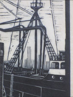 Antonius Hubertus Nordberg - Graanelevator in de haven - Houtsnede kopen? Bied vanaf 35!