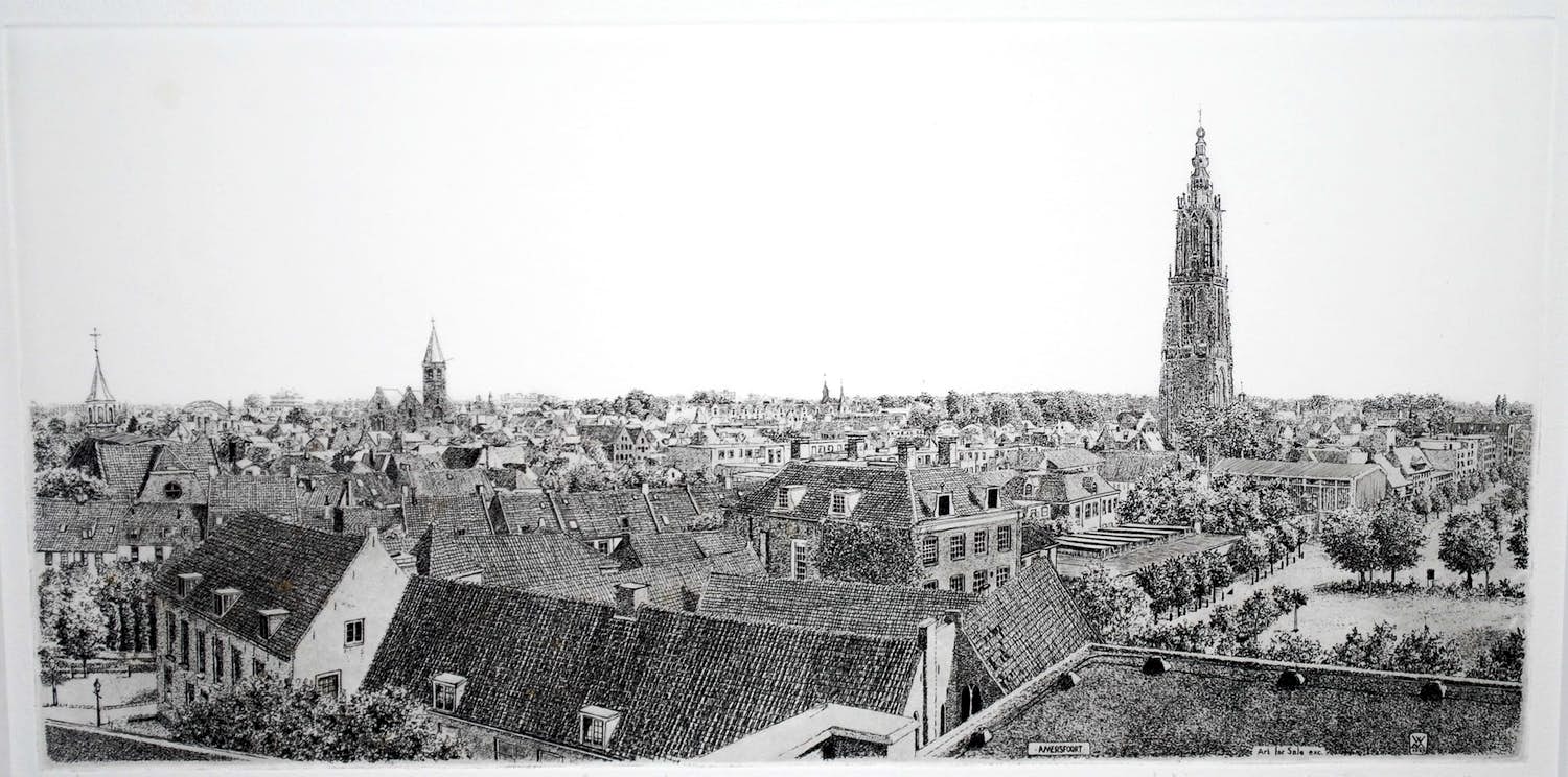Wim van der Meij - Amersfoort - ets - zuurvrij ingelijst kopen? Bied vanaf 1!