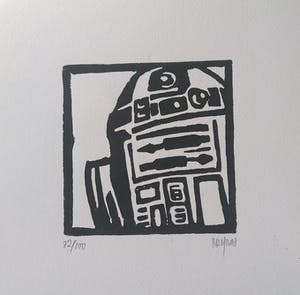 Niet of onleesbaar gesigneerd - "Star Wars", complete set (hout/linosnede) van 4 stuks! kopen? Bied vanaf 1!