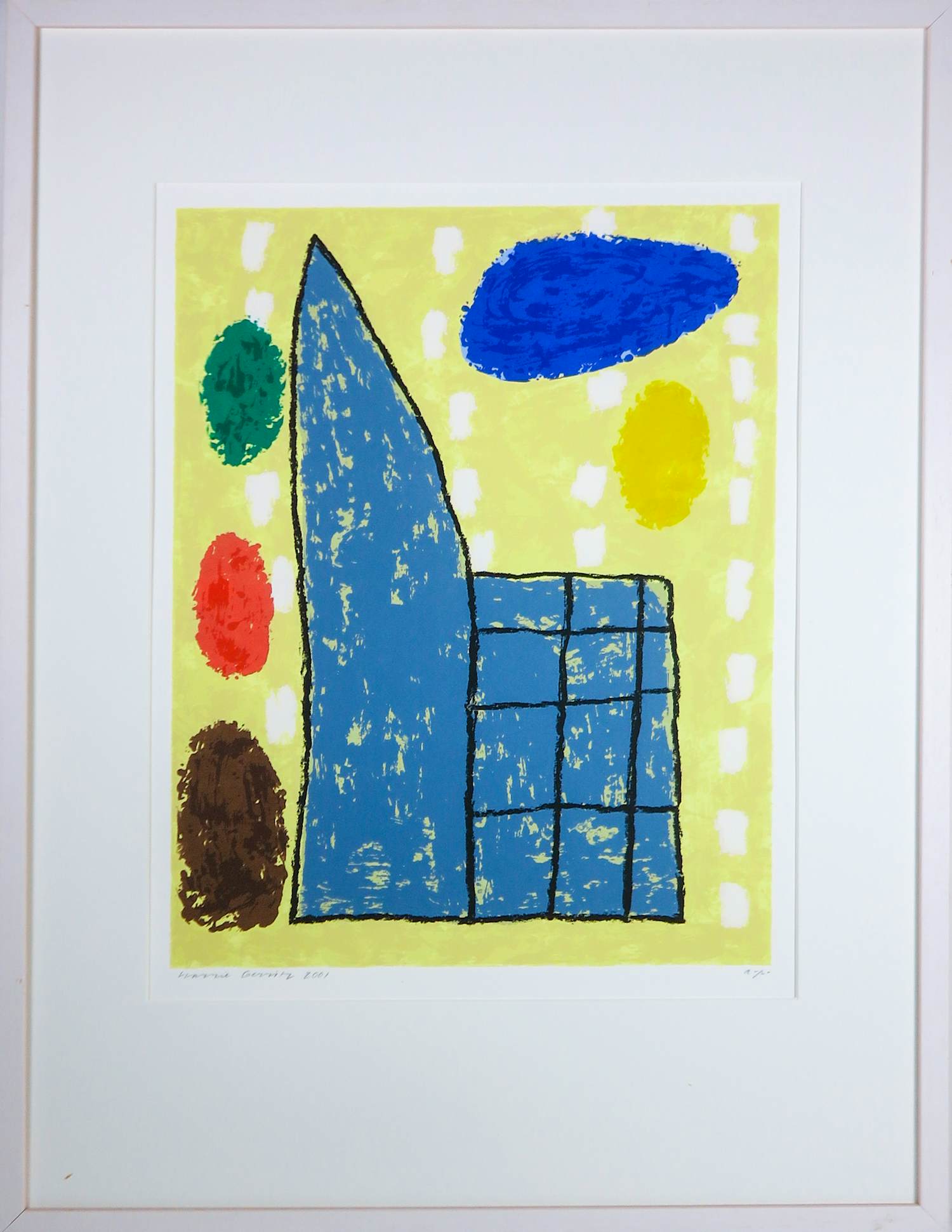 Harrie Gerritz - Zeefdruk op papier, Kapel op zondag - Ingelijst kopen? Bied vanaf 100!