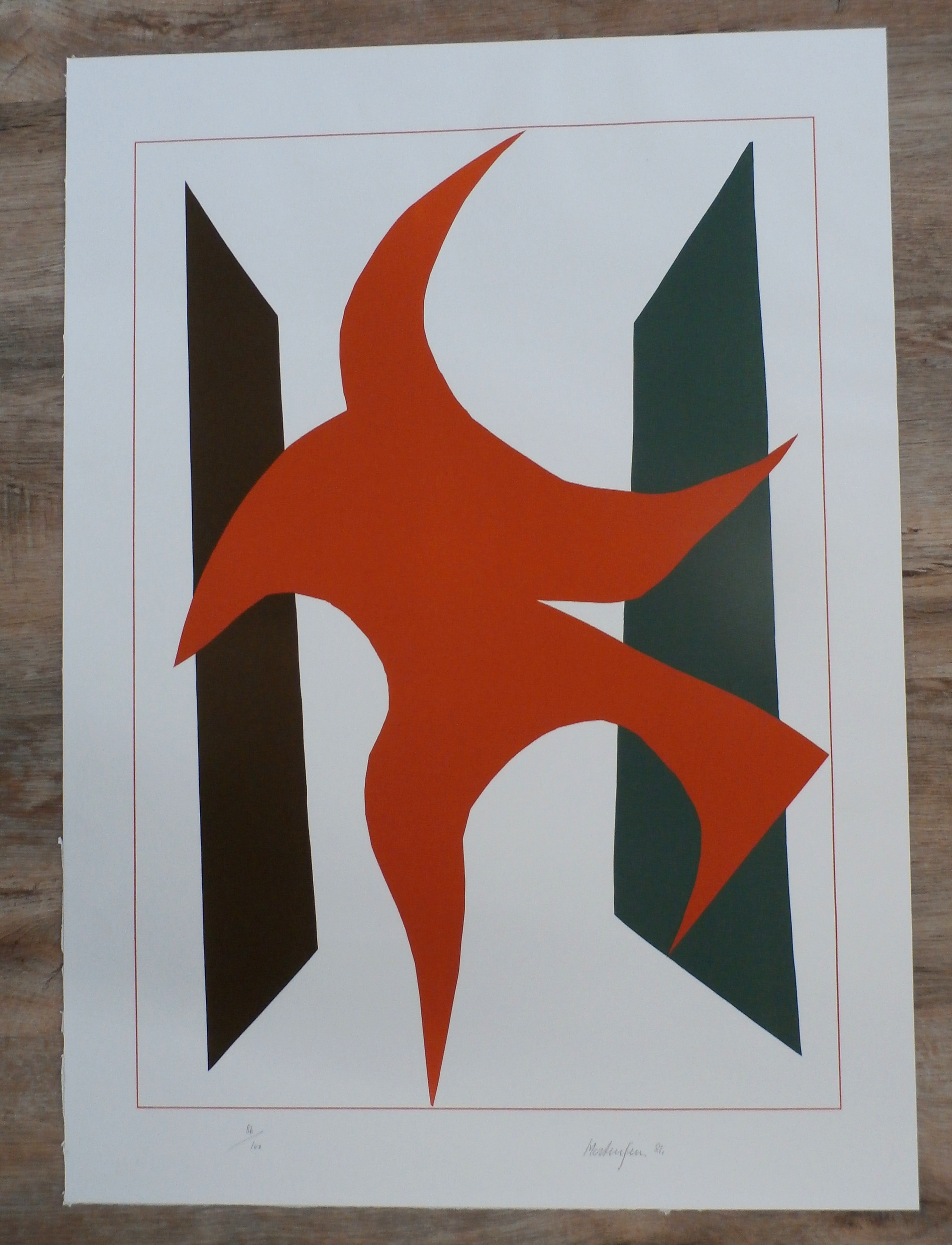 Richard Mortensen - zeefdruk: Geometrisch abstracte compositie - 1981 kopen? Bied vanaf 100!