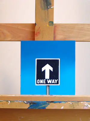 Gerard Boersma - One Way (Schilderij van Amerikaans verkeersbord ) kopen? Bied vanaf 100!