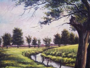 Joseph Gregoire - Landschap met beek en wilgen. kopen? Bied vanaf 40!