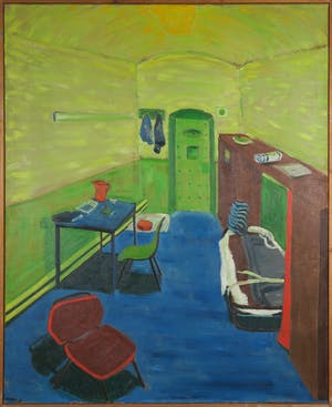 Chris W.J. Riechelman - Acryl op doek, De rode stoel - Ingelijst (Groot) kopen? Bied vanaf 1!