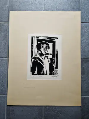 Henk Evertzen - Originele handdruk op papier houtsnede "vrouw bij het venster" gesigneerd kopen? Bied vanaf 1!