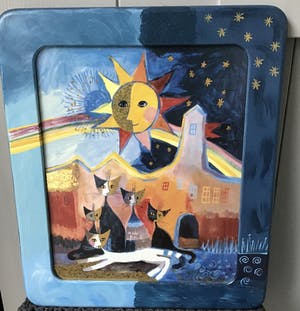 Rosina Wachtmeister - Grote siertegel “ Gatti Vagabondi “ Limited Edition kopen? Bied vanaf 175!