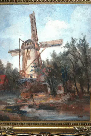 Romain Malfliet - Monumentale monografie & toegeschreven olieverfschilderij Oude Molen Delft kopen? Bied vanaf 75!