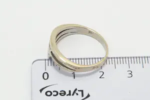 46- Elegant 18Krt gouden ring met 2 briljant geslepen diamanten (0.10ct) kopen? Bied vanaf 270!