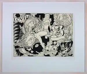 Henk Schiffmacher - Zeefdruk op papier, Pin up - Ingelijst verkauft für € 128!