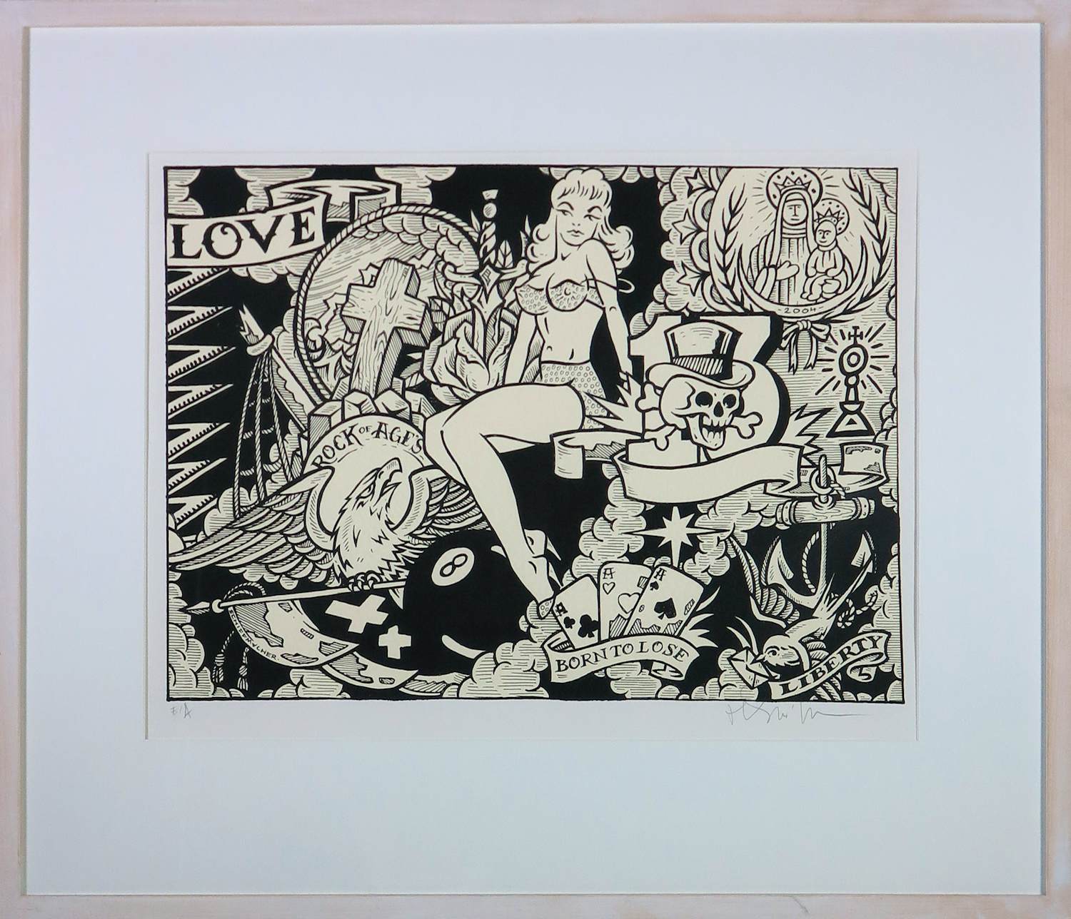 Henk Schiffmacher - Zeefdruk op papier, Pin up - Ingelijst kopen? Bied vanaf 150!