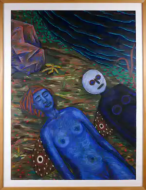Steven Rowland - Pastel, Young woman dreaming - Ingelijst (Zeer groot) verkocht voor € 135!