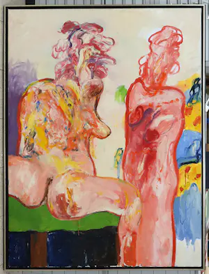 Anton Martineau - Olieverf op doek, Abstracte compositie met twee naakten - Ingelijst (Zeer groot) kopen? Bied vanaf 1!