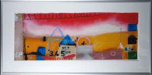 Theo Koster - Gemengde techniek op geschept papier, Zonder titel - Ingelijst (Groot) verkocht voor € 50!