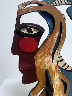 John Lie a Fo - Uniek houten sculptuur | 'Figuur met slang' | 1997 (ZELDZAAM) kopen? Bied vanaf 1!