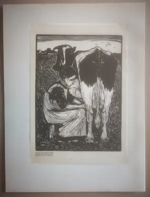 Jan Mankes - Koemelkster. Naar werk uit 1914. kopen? Bied vanaf 120!