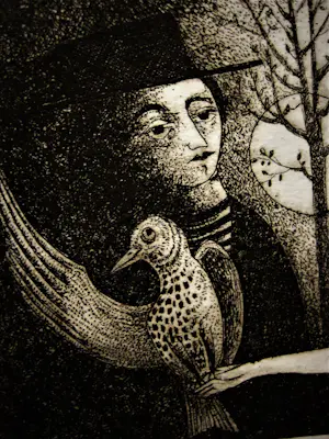 Hans van Draanen - Originele eigen druk Ets "Maanvrouw en vogel" potloodgesigneerd kopen? Bied vanaf 37!